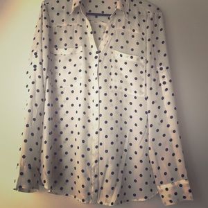 Express Portofino off white & black polka dot  top